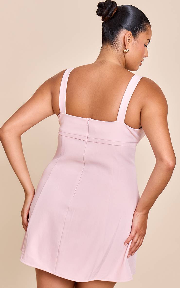 Rose Bébé Robe Droite Grande Taille En Tissu Tissé Ajusté Avec Détail De Couture Poitrine