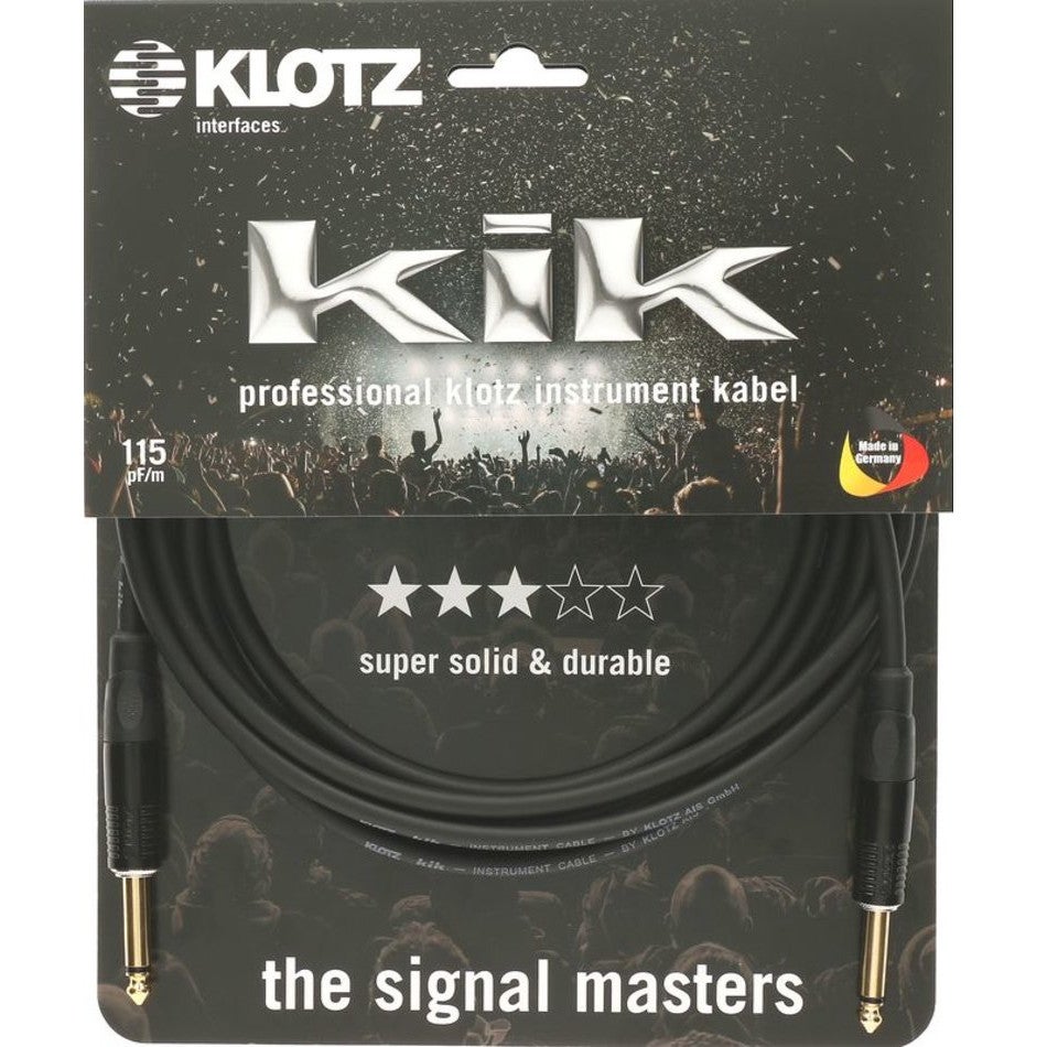 Klotz KIKKG6.0PPSW instrumentkabel 6.35mm 2p verguld 6 meter recht