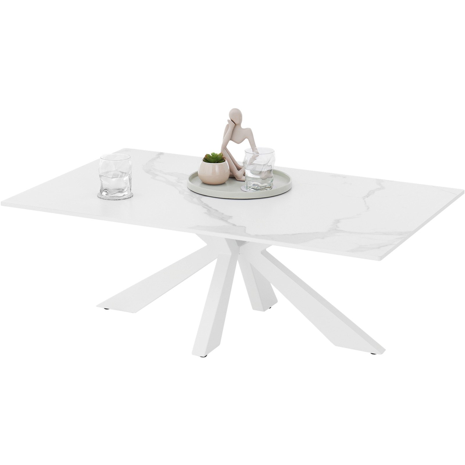 Salontisch Rubel Keramik weiss 110 x 40 x 70 cm