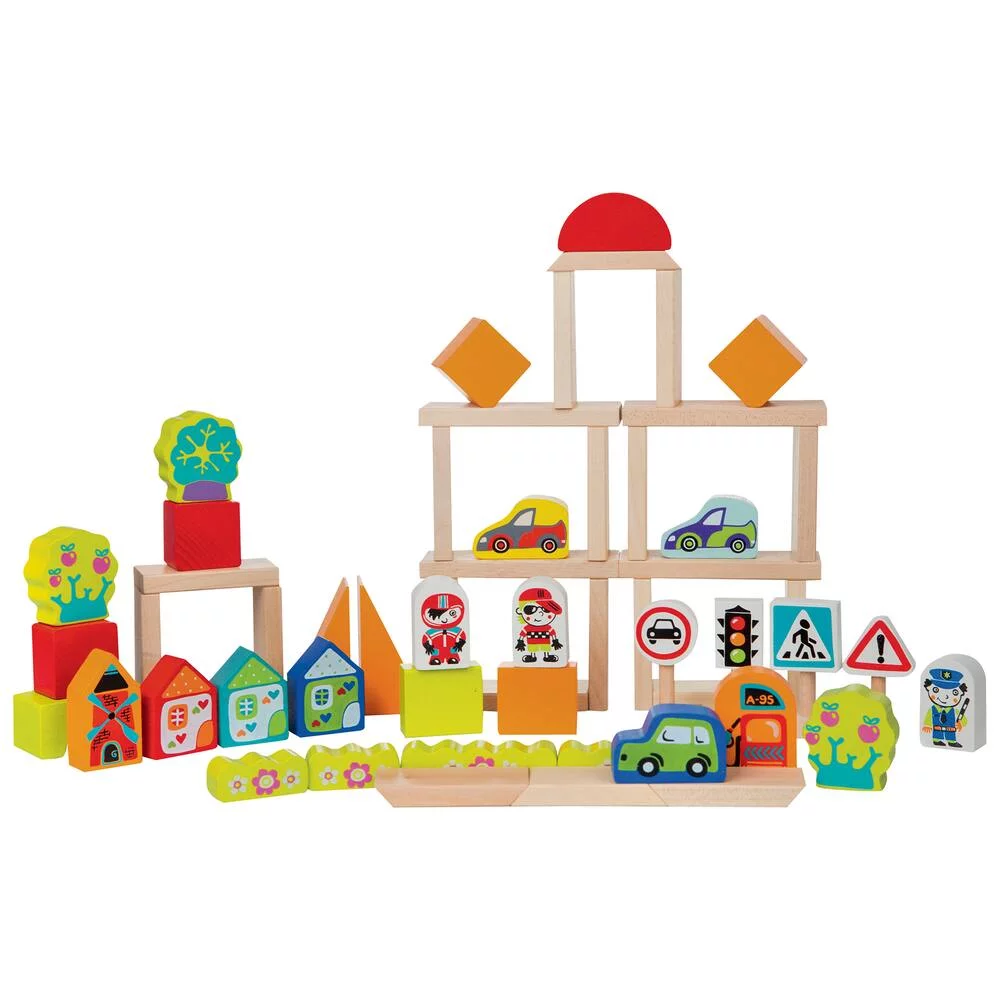 BLOCS DE CONSTRUCTION  EN BOIS - 55 PIECES