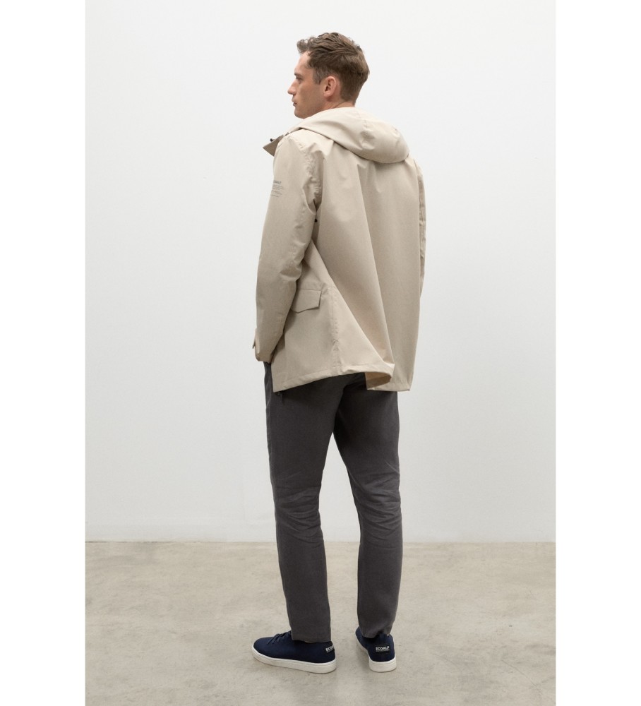 Capa de chuva masculina ECOALF Cachialf, branca areia