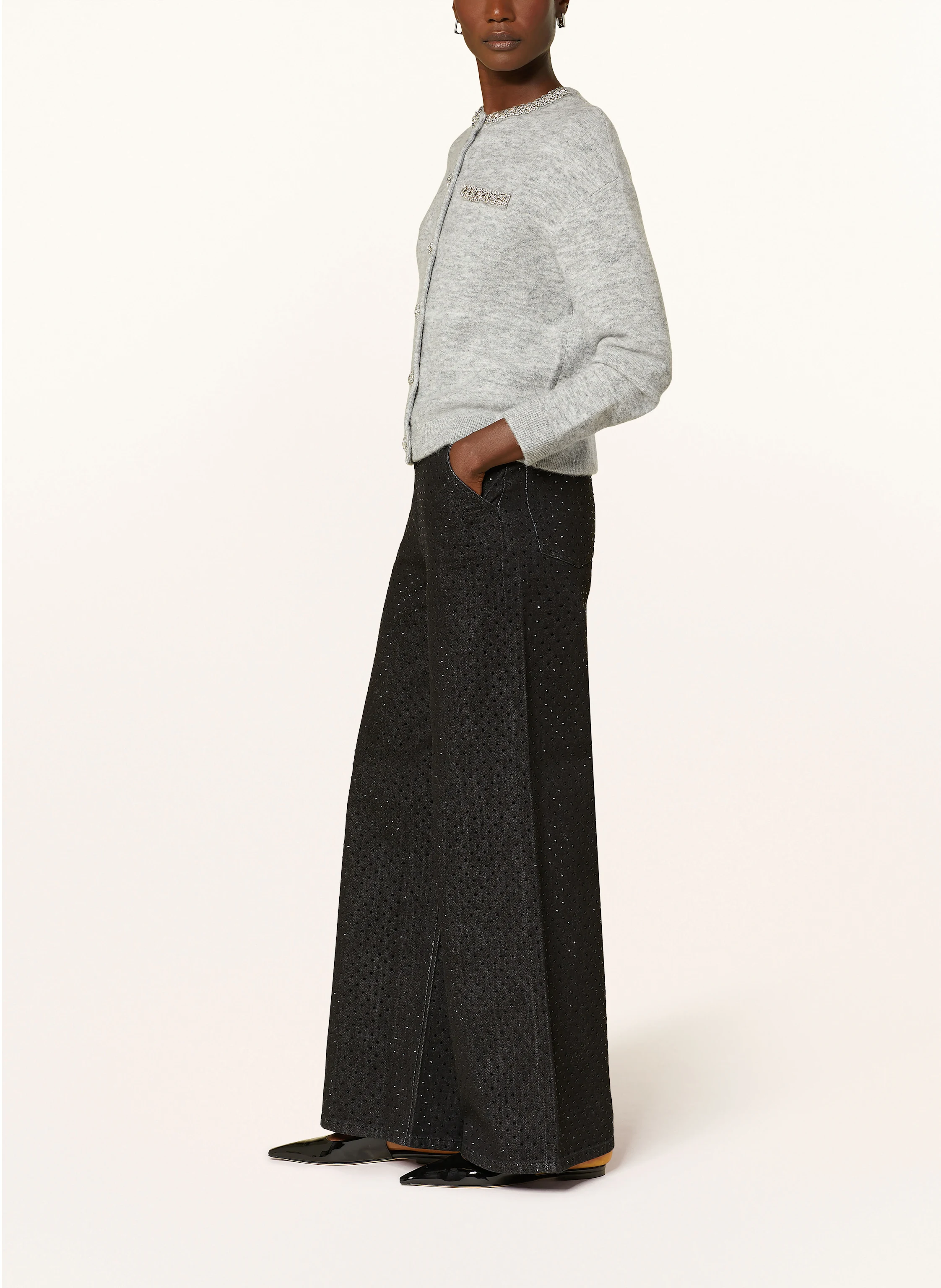 self-portrait Straight Jeans mit Schmucksteinen