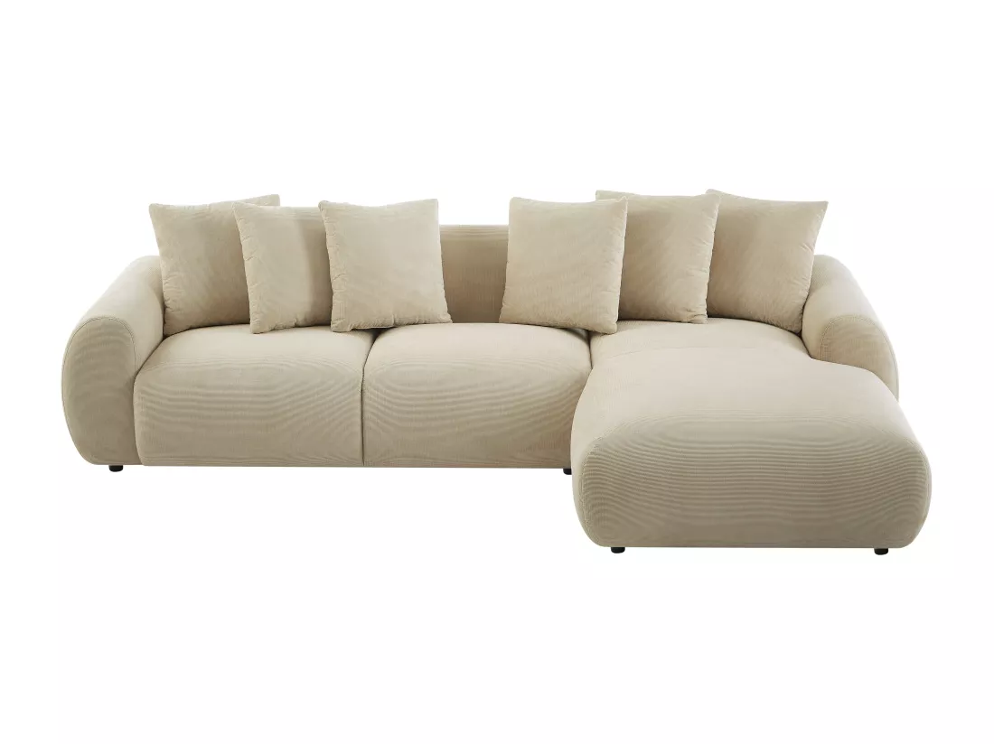 Canapé d'angle droit en tissu texturé beige BAVOPO