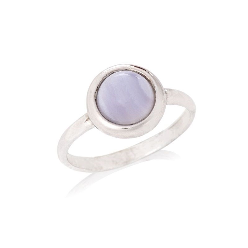 Bague Agate Blue Lace argent rhodie