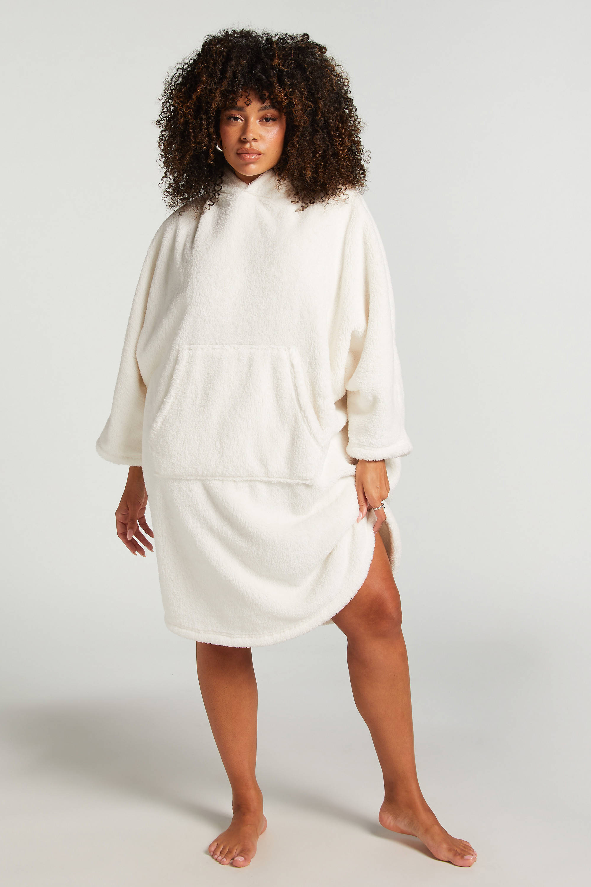 Hunkemöller fleece snuggle jurk met capuchon wit