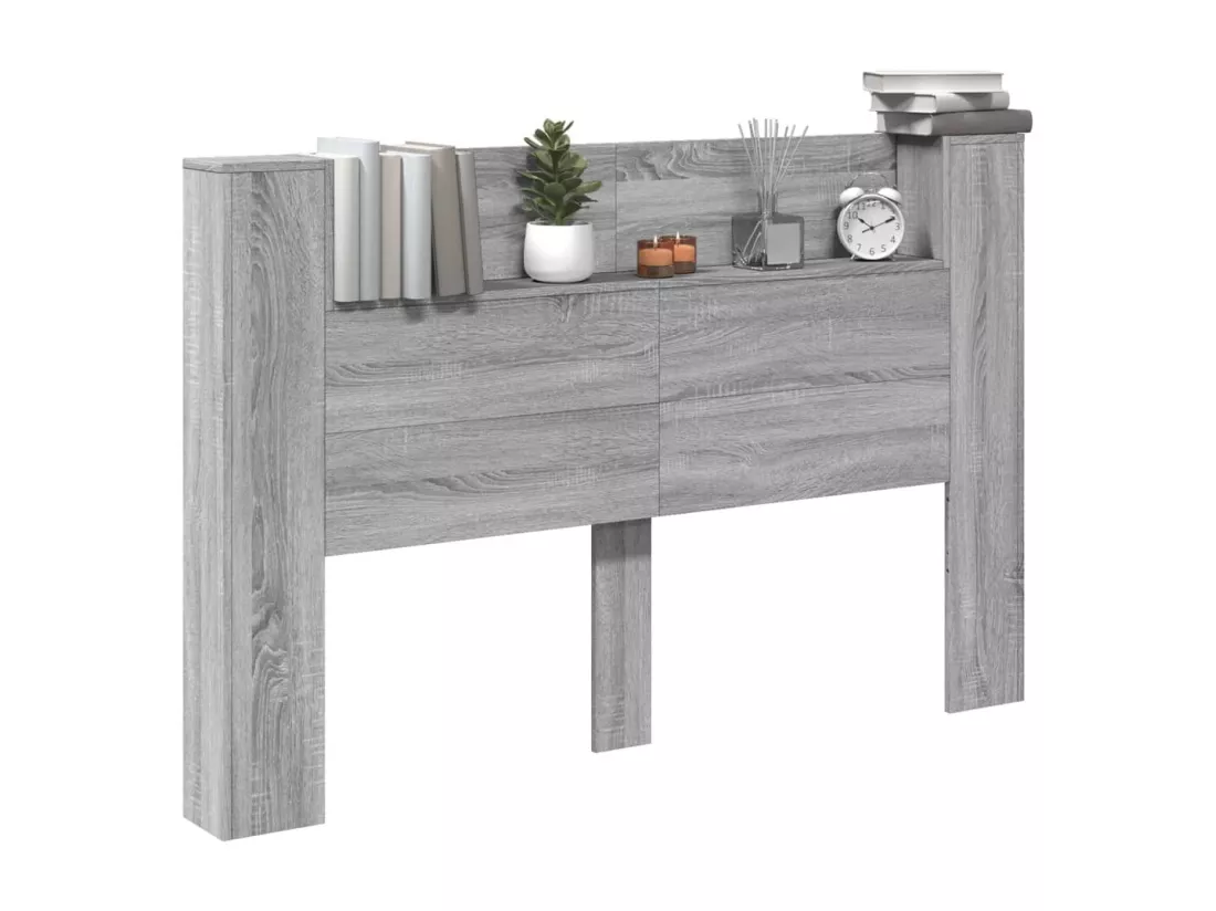 Armoire tête de lit avec LED sonoma gris 160x16,5x103,5 cm