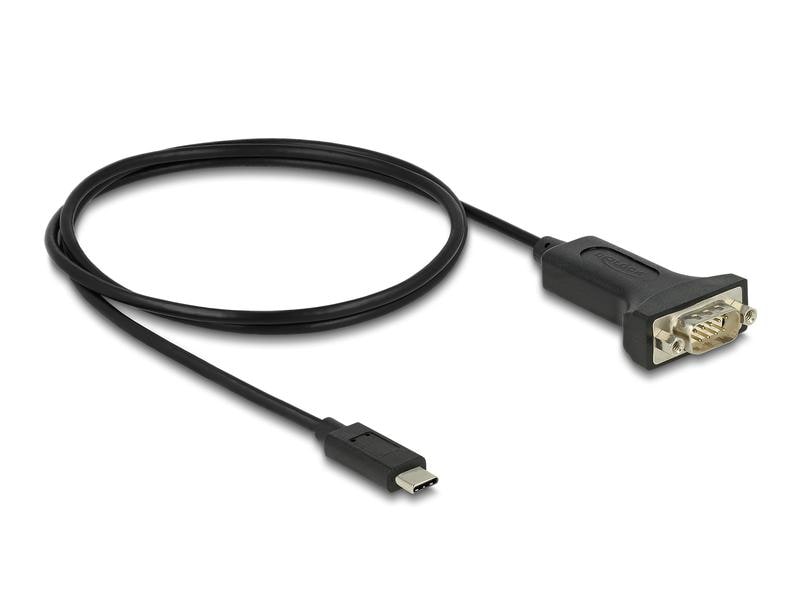 Delock Serial-Adapter USB-C – RS-232 D-Sub 9 Pin mit Mutter Delock Adapter USB Type-C zu 1 x Seriell RS-232 D-Sub 9 Pin Stecker mit Muttern 1 m