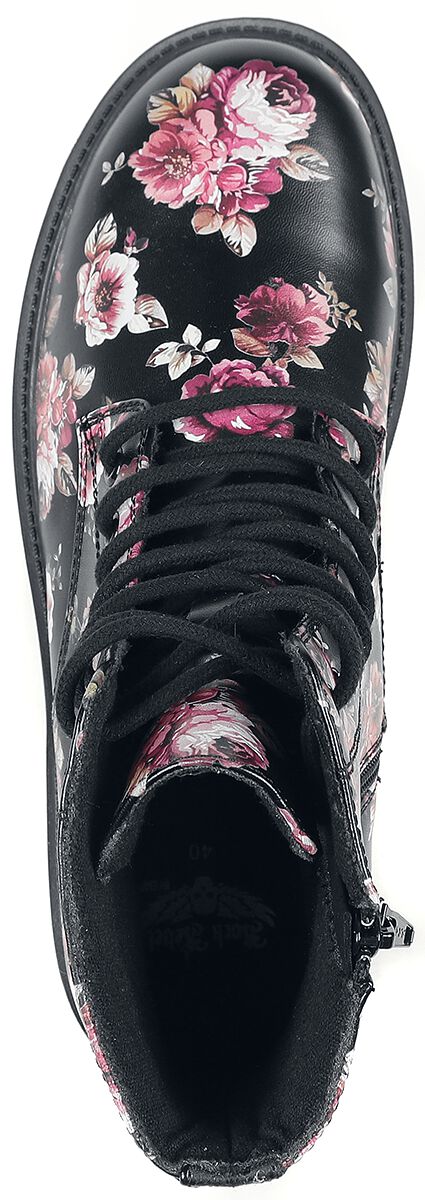 Bottines Lacées Noires Imprimé Floral | Rock Rebel by EMP Bottes