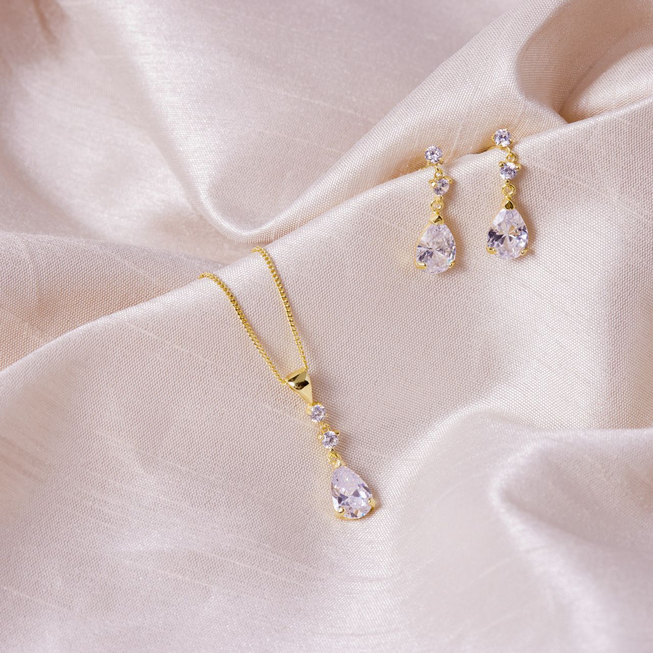 Zilveren goldplated ketting & hanger met zirkonia