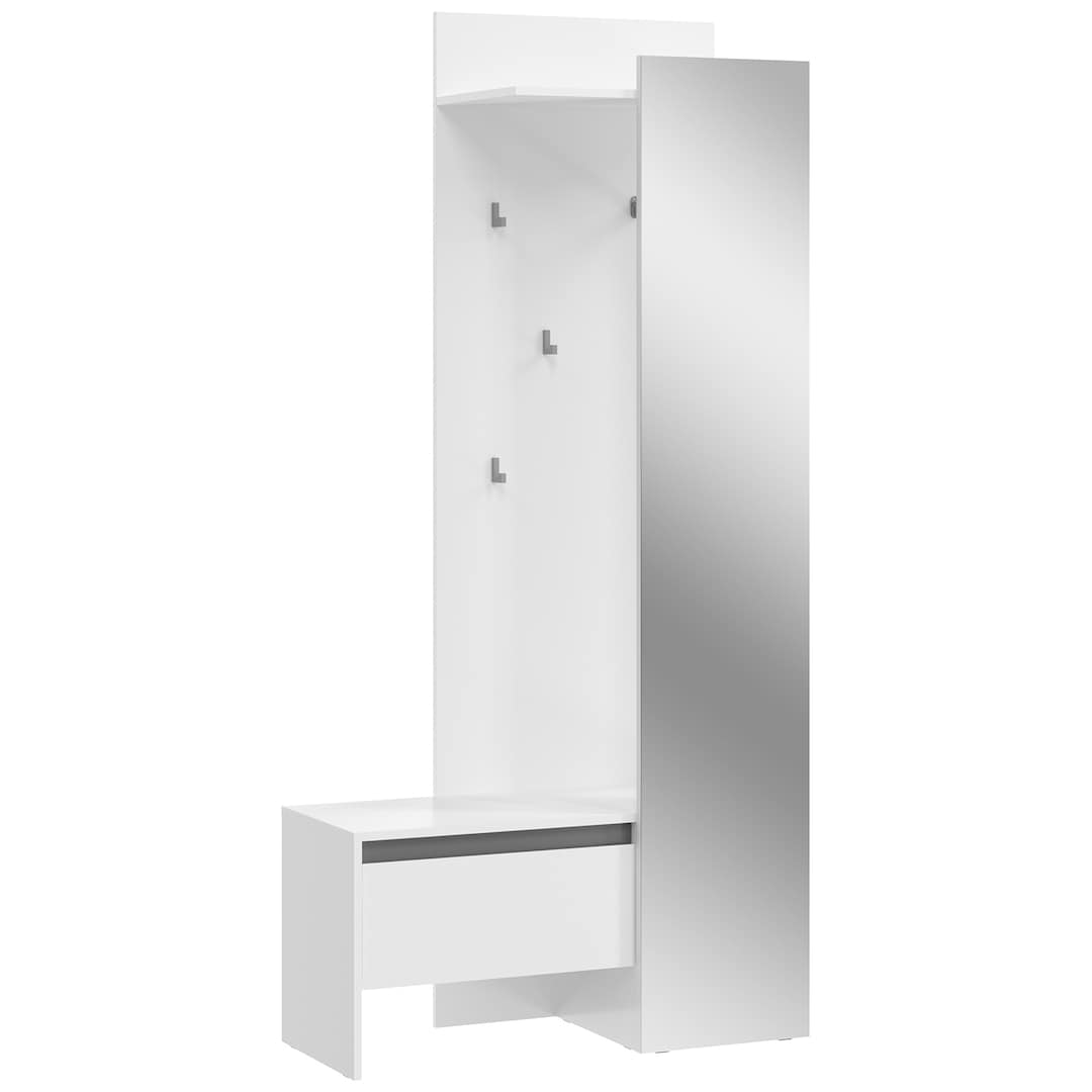 Kompaktgarderobe Torino 90 x 189 cm weiß/grau