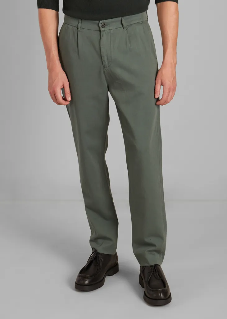 Pantalon à plis en twill de coton L'Exception Paris
