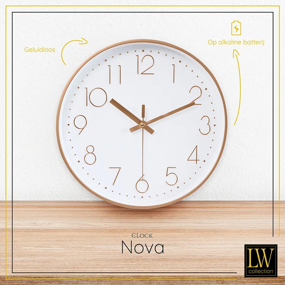 LW Collection Keukenklok Nova rosé 30cm
