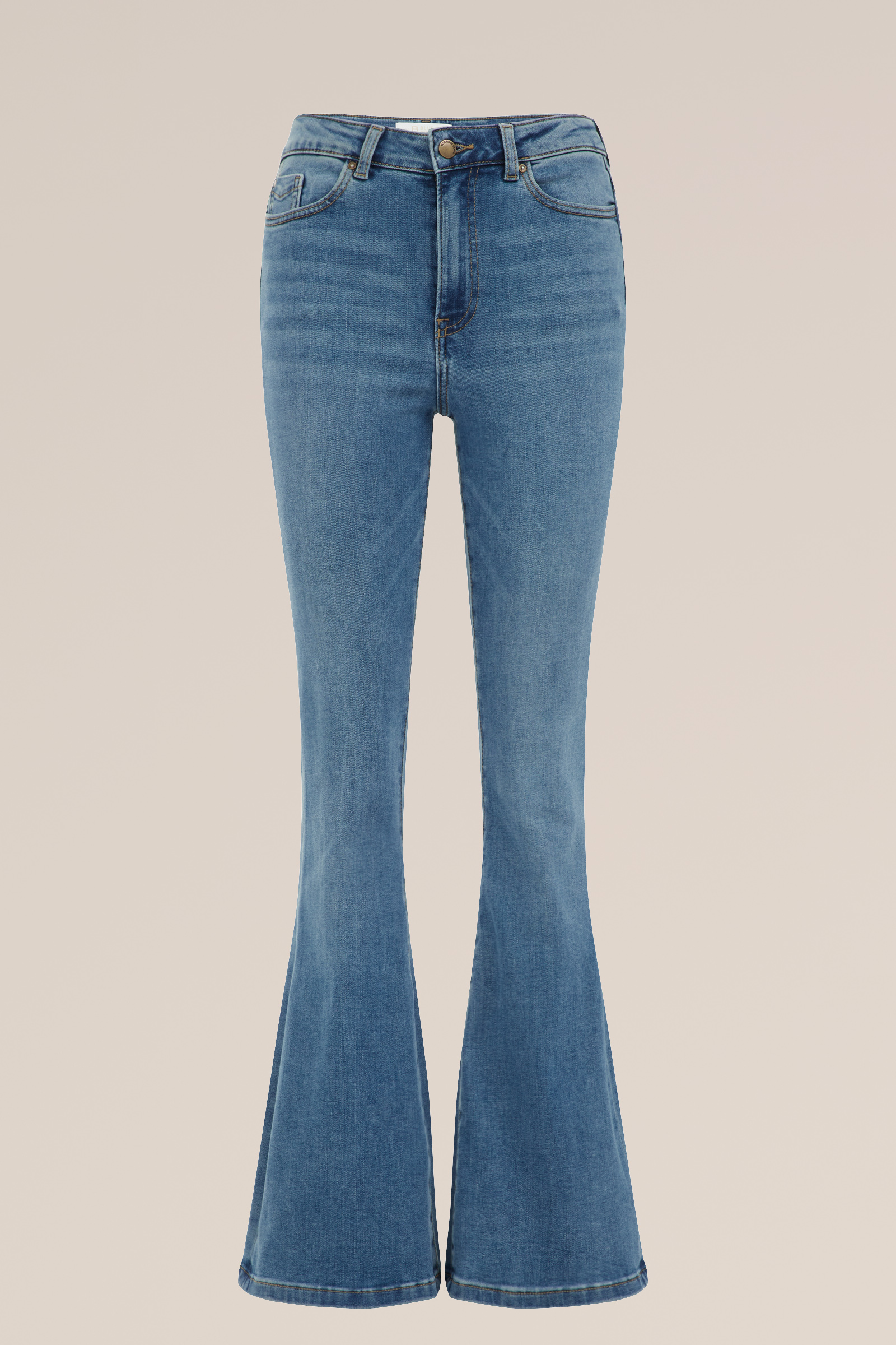 wide flared jeans met stretch WE Fashion Blauw
