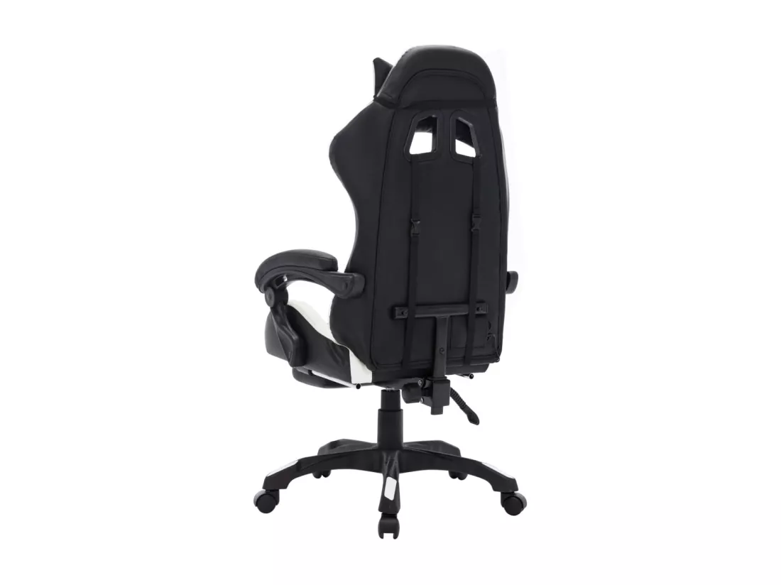 Fauteuil de jeux vidéo avec LED RVB Blanc et noir Similicuir