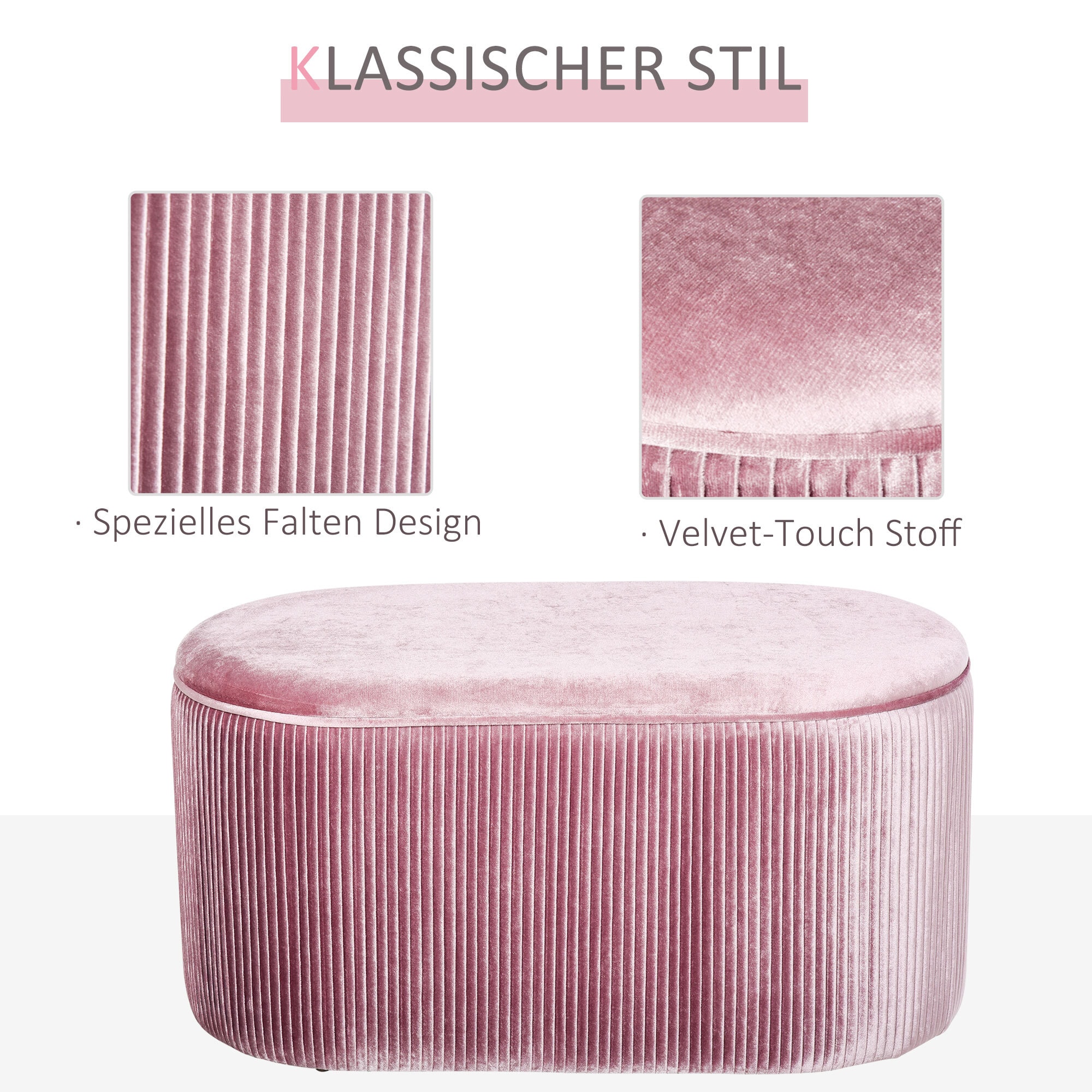 HOMCOM Sitzbank mit Stauraum rosa 81 x 40 x 41 cm (BxTxH)