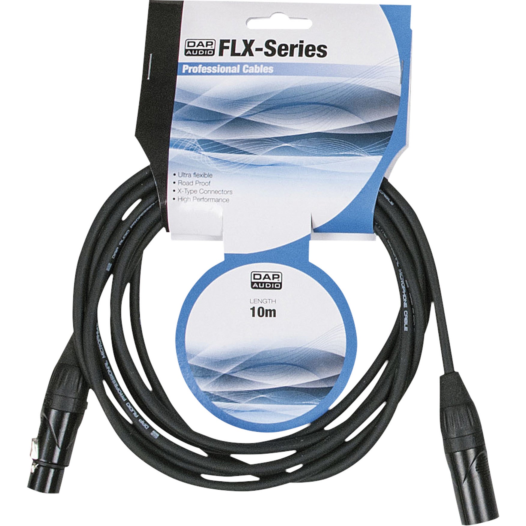 DAP FLX01 microfoon- en signaalkabel met X-type connectoren 10 meter
