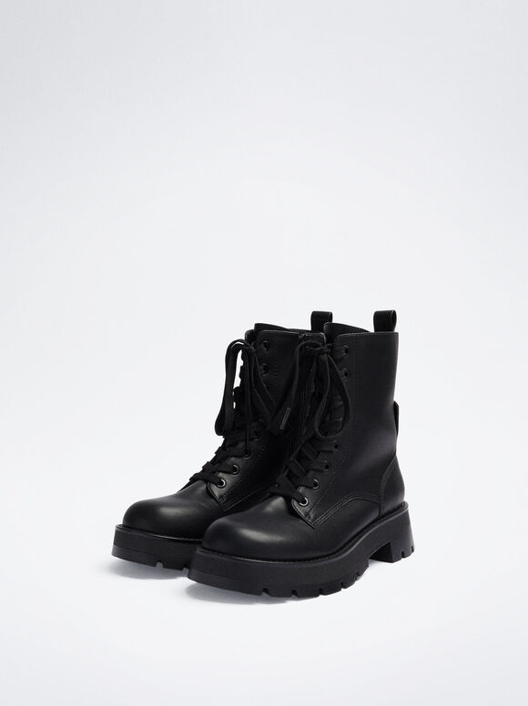 Botas militares com cadarço - Pretas