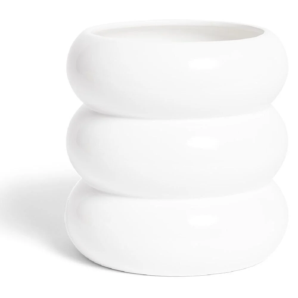 Cache pot intérieur forme organique céramique blanc Ø21xH23cm