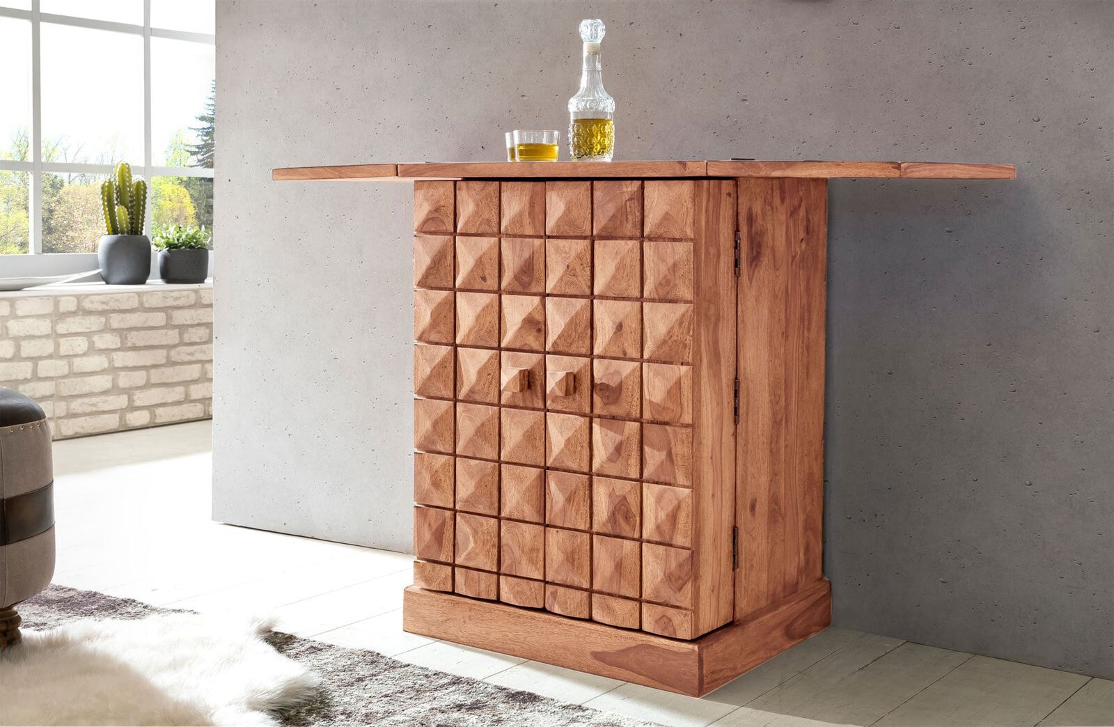 Barschrank LUCCA 65 x 91 cm Akazie massiv