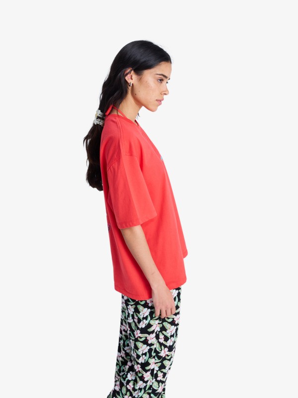 Hangloose Poster T-Shirt à manches courtes Rouge Femme