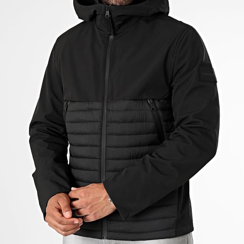 Veste Zippée Capuche Quilted Mix Media 1466 Noir