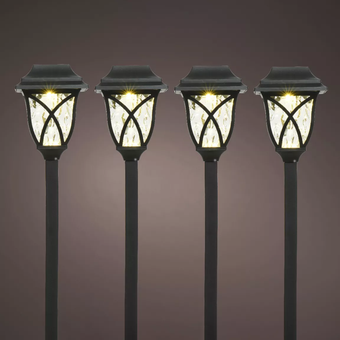 Lot de 4 bornes de jardin solaire LED (H33 cm) Botany Noir