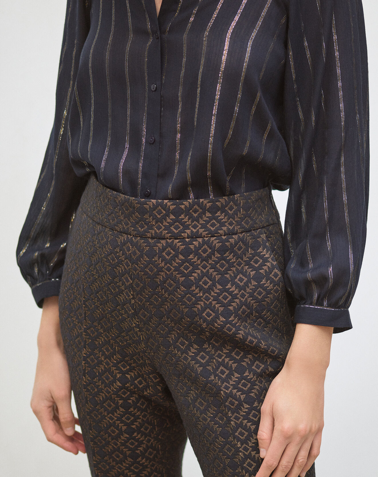 Caroll Pantalon Jim imprimé marine/bronze