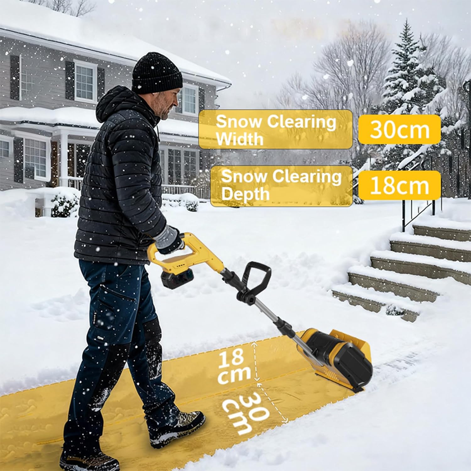 Akku Schneeschaufel, 11 Zoll Elektrische Schneeschaufel, SchneefräSe Kabellos Mit Richtungsplatte Und Verstellbarem Frontgriff, Akku Und SchnellladegeräT Im Lieferumfang Enthalten 15sections