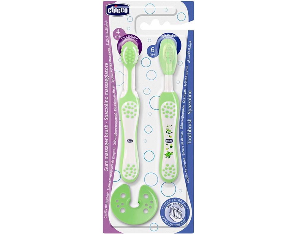 CONJUNTO CHICCO APRENDIZAGEM HIGIENE ORAL VERDE 1KIT