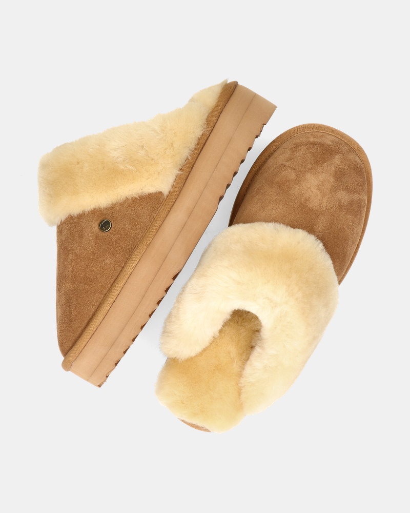 Warmbat Australia Flurry Plateau Pantoffels  - cognac