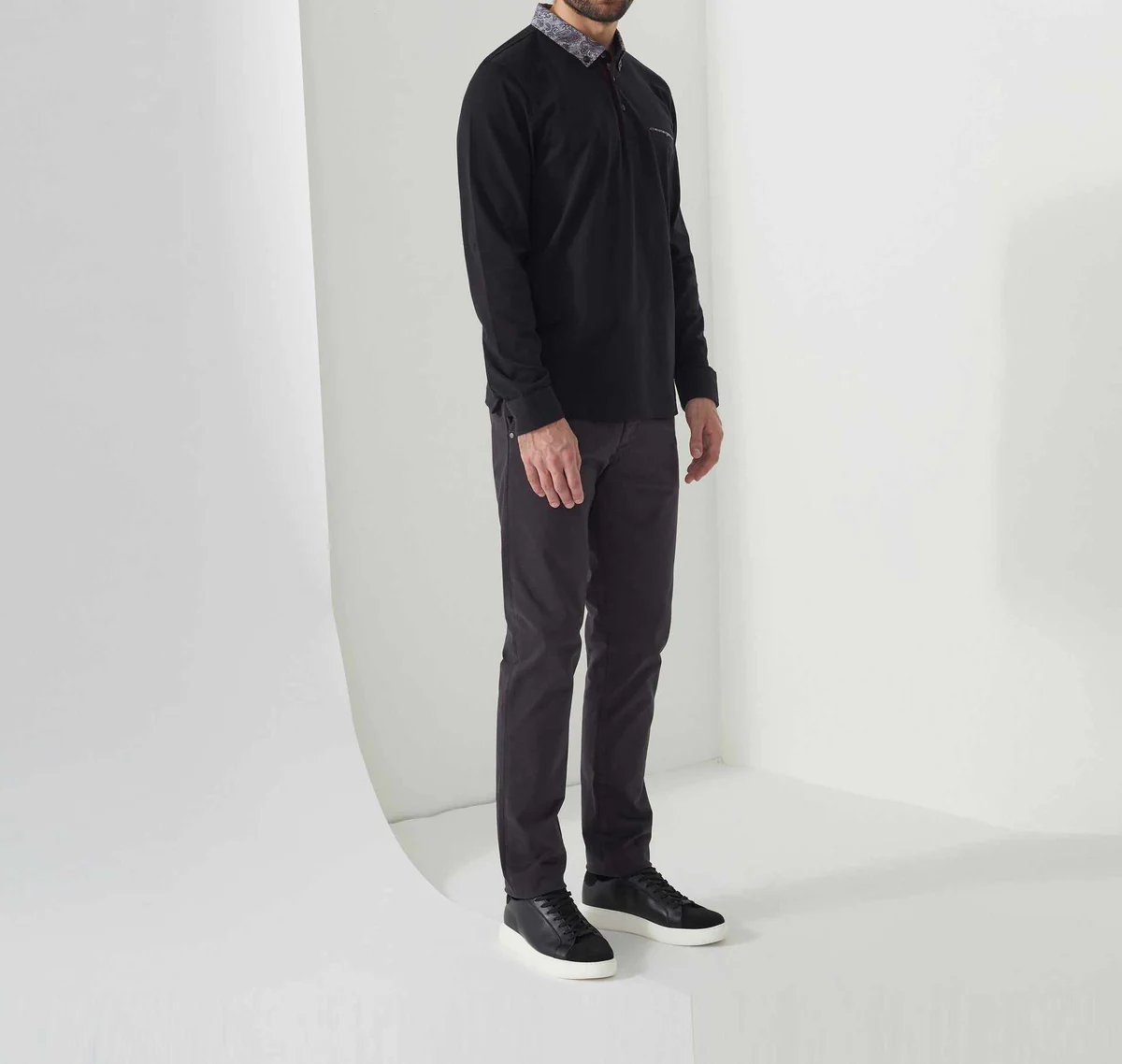 Polo manches longues noir 