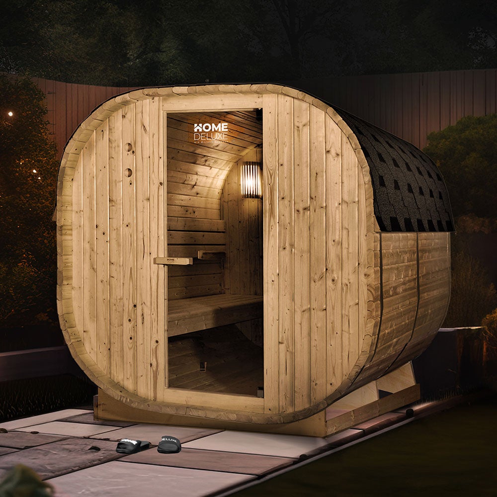Home Deluxe - Buitensauna CUBE XL - Afmetingen: ca. 185 cm x 195 cm x 220 cm, Houtsoort: Sparrenhout - incl. saunakachel en saunatoebehoren | Tuinsauna, buitensauna, saunavat voor 6 personen