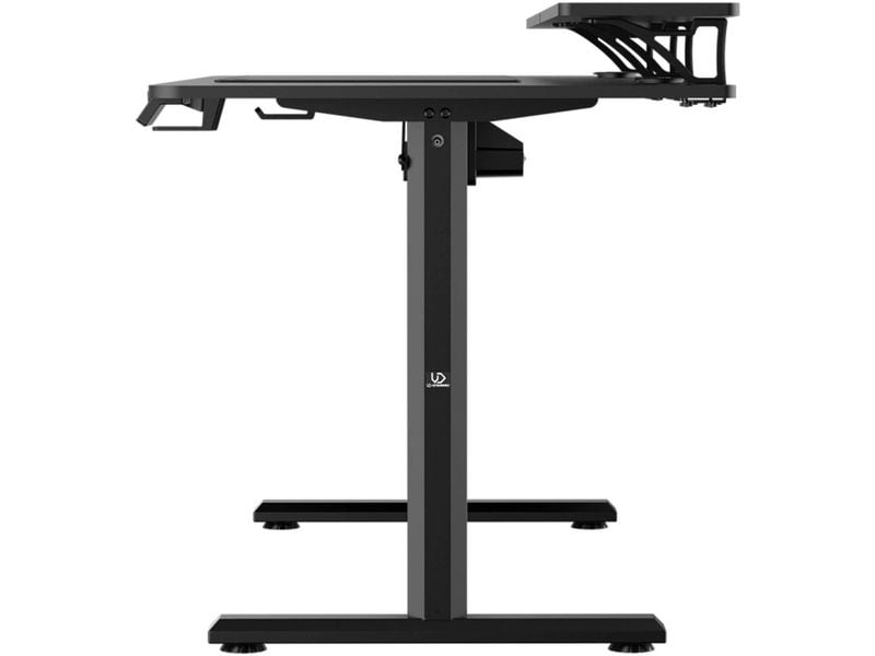 Ultradesk Gaming Tisch Higlander XXL Schwarz Grosser und stabiler Gaming-Tisch mit elektrischer Höhenverstellung und Platz für bis zu zwei Monitore