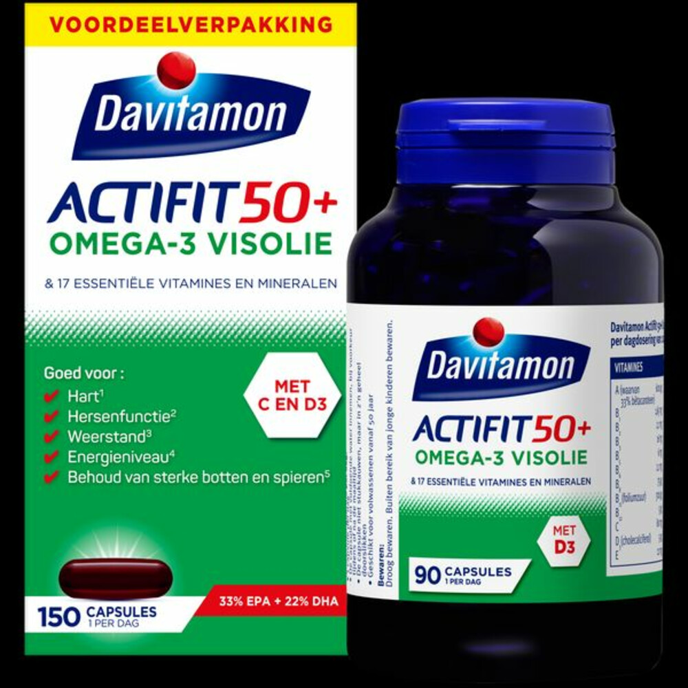 Davitamon Actifit 50+ Omega-3 Visolie150 capsules