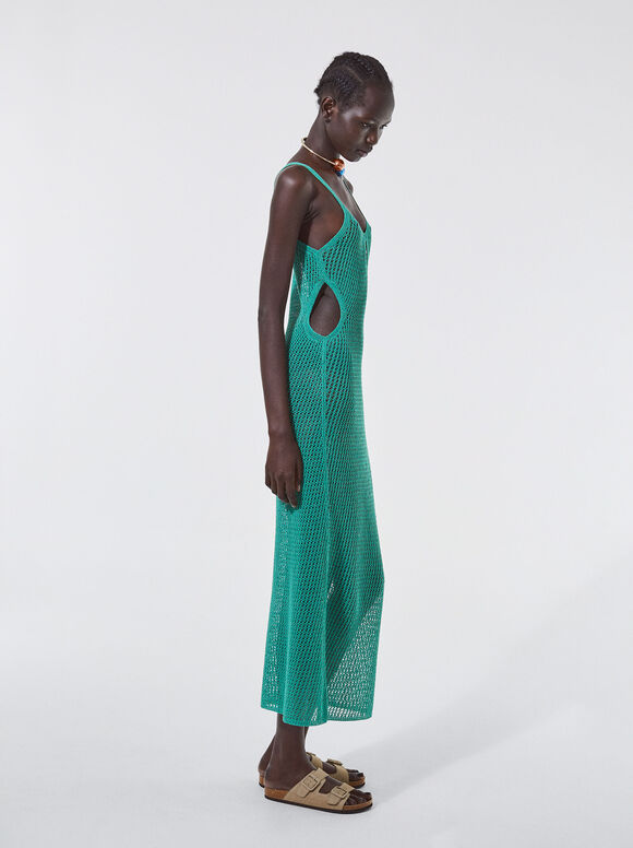 Vestido de malha com recortes - Verde
