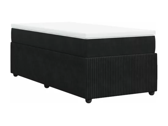 Sommier à lattes de lit avec matelas Noir 90x190 cm Velours