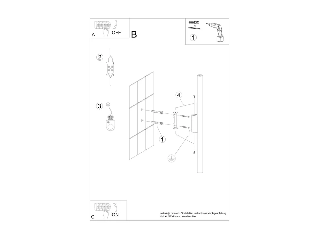 Appliques Pastelo moderne en acier - 2 sources lumineuses - L.2,5 x H.50 cm - noir