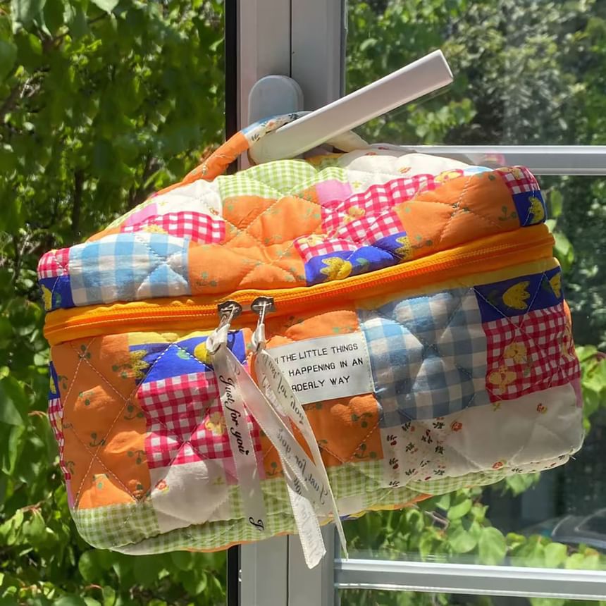 ZenlyHabit - Letterapplicatie Patchwork Stof Make-uptas / Clutch