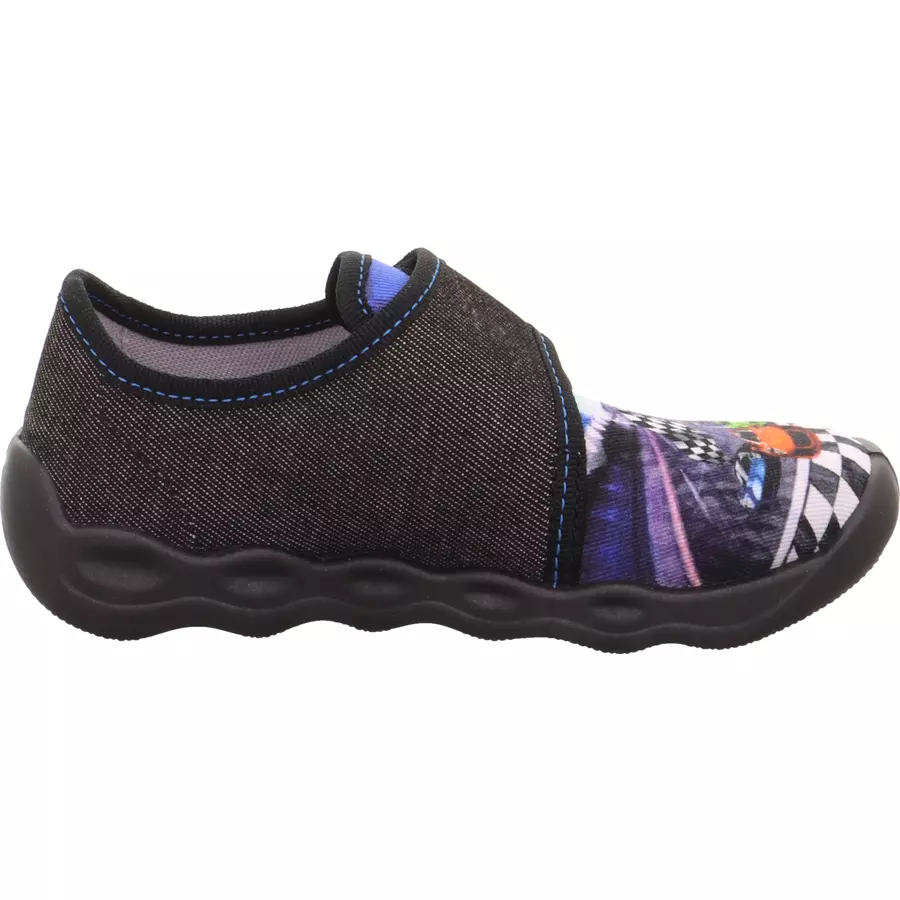 superfit Hausschuh Bubble Rennauto schwarz