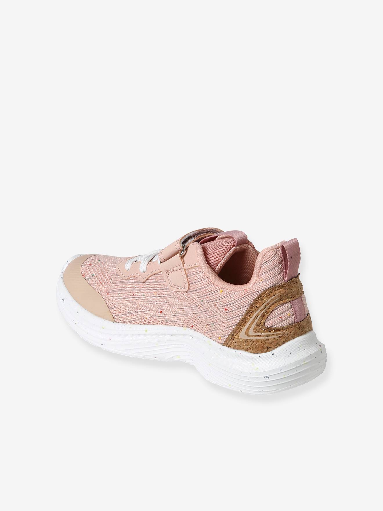 Tênis rosa leves com cadarço e fecho de velcro para meninas.