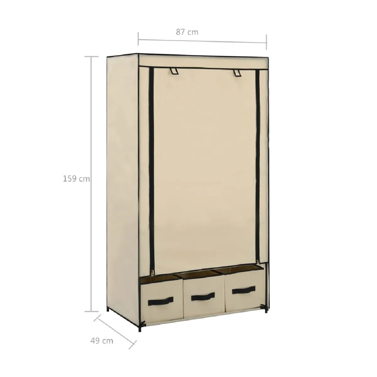 VidaXL Garde-robe Portable Crème
