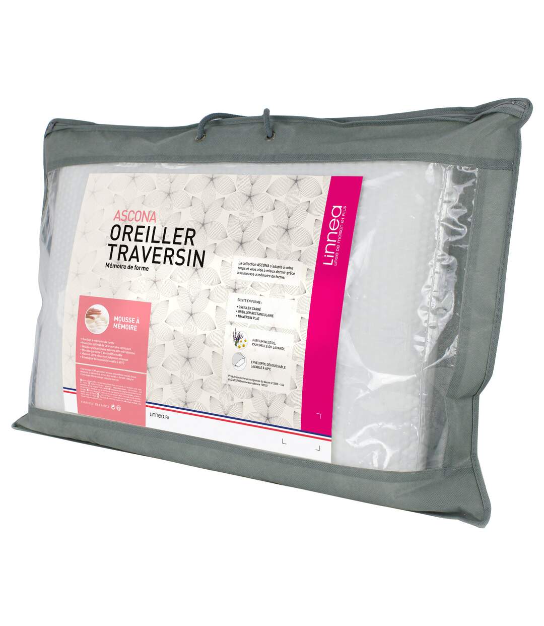 Oreiller 60x60 cm ASCONA mousse à mémoire de forme visco