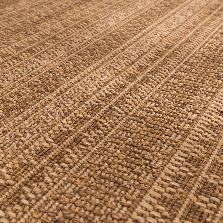 Rond jute buitenkleed - Mavi Stripes Creme/Bruin