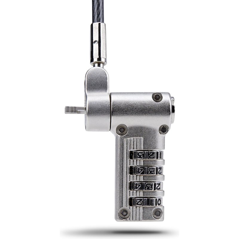 StarTech.com Antivol Universel pour Ordinateur Portable de 2m, Câble de Sécurité Sérialisé pour Ordinateur Portable, Compatible avec Noble Wedge®/Nano/K-Slot, Serrure Universelle, Câble à Combinaison Sans Clé, TAA