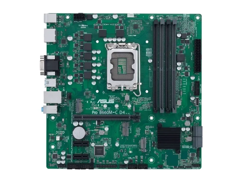 ASUS PRO B660M-C D4-CSM - Bundkort - micro ATX - LGA1700 sokkel - B660 Chipset - USB 3.2 Gen 1, USB-C Gen1 - Gigabit LAN - onboard grafik (CPU påkrævet) - HD Audio (8-kanaler)