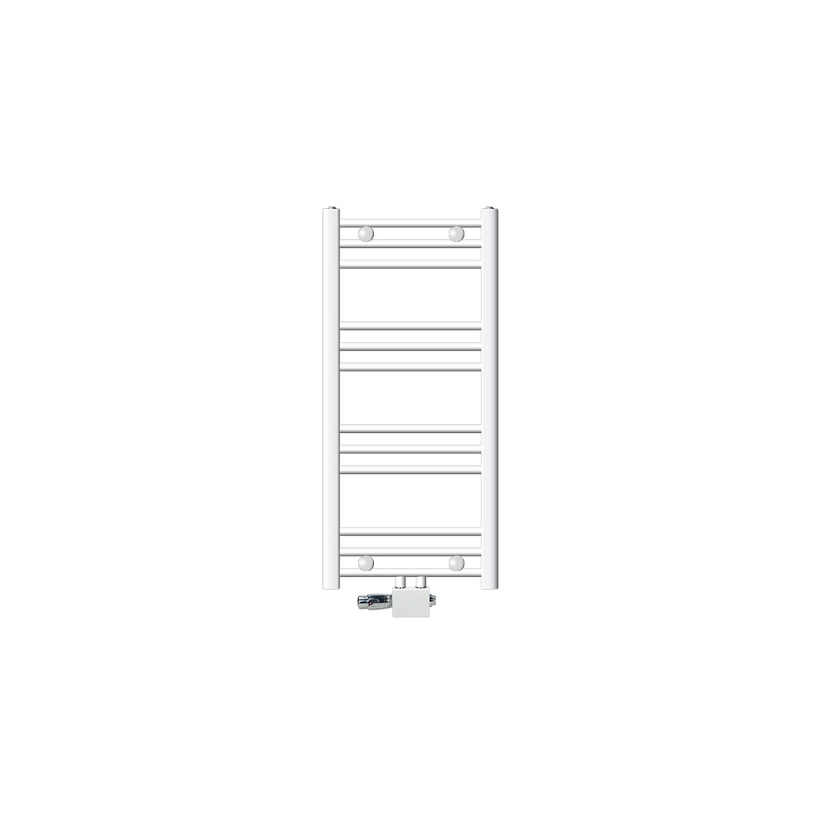 LuxeBath Sahara badkamerradiator, 400 x 800 mm, wit, recht met middenaansluiting, inclusief aansluitset met thermostaat, universeel hoek- en doorloopmodel, badkamerradiator, handdoekwarmer, handdoekdroger