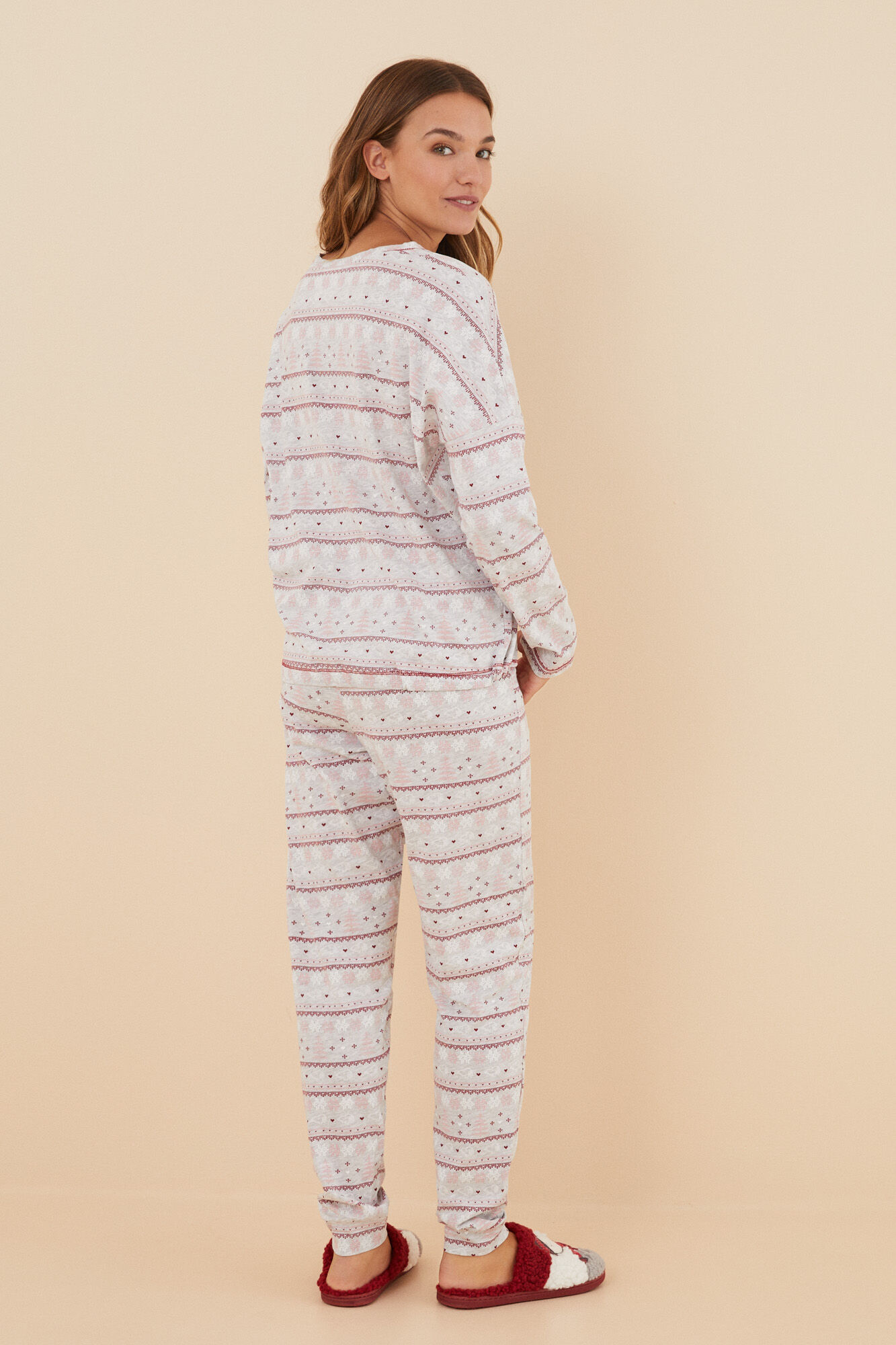 Pijama de algodão do Snoopy com borda