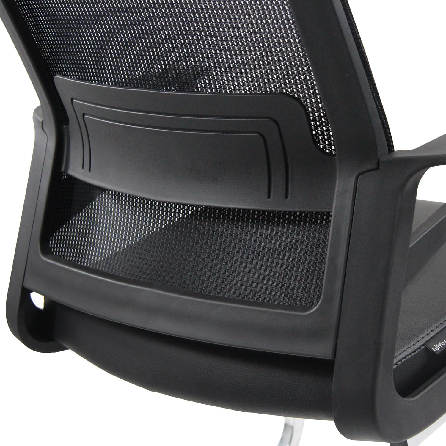 hjh OFFICE 732105 Besucherstuhl Inventor V PRO Kunstleder/Netz Schwarz Stuhl Freischwinger mit Lordosenstütze