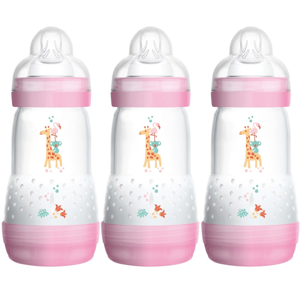 MAM Easy Start Selbststerilisierende Anti-Kolik-Babyflasche 260ml 3er-Pack Sortiment