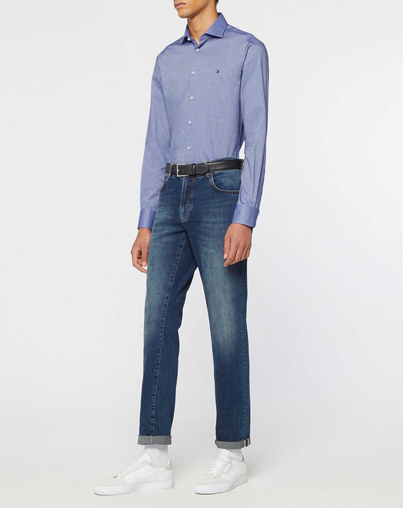 Tommy Hilfiger Chemise Slim 100% Coton Bio Oxford bleu marine